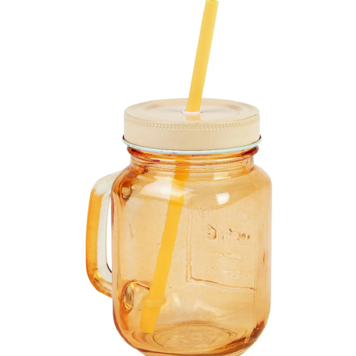 Mug bocal coloré orange avec paille^Gifi New