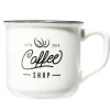 Mug café en porcelaine effet email blanc bord noir Coffee shop 33cl H8,5cm^Gifi Online