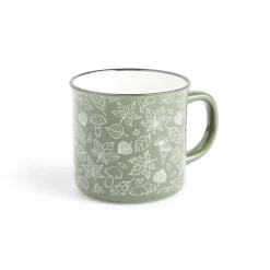 Mug décor feuille automne en porcelaine vert et blanc 320ml^Gifi Sale
