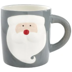 Mug de Noël gris motif relief père Noël blanc 37 cl^Gifi Outlet