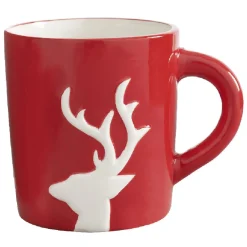 Mug de Noël rouge motif relief renne blanc 37 cl^Gifi Clearance