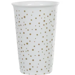 Mug de transport blanc pois doré avec couvercle^Gifi Sale