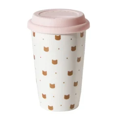 Mug de transport en céramique rose motif tête de chats doré 400 ml^Gifi Best