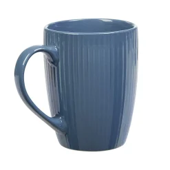 Mug en porcelaine 35 cl bleu avec rainures verticales en relief^Gifi