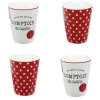 Mug en porcelaine rouge pois blanc 20 cl x4^Gifi Outlet