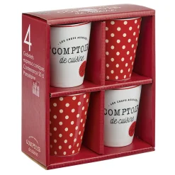 Mug en porcelaine rouge pois blanc 20 cl x4^Gifi Outlet