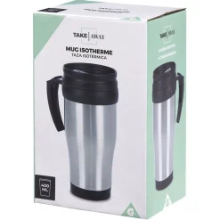 Mug isotherme 400ml gris noir^Gifi
