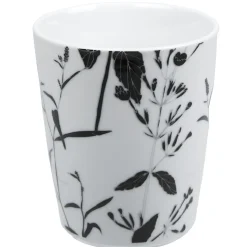 Mug noir décor tiges feuilles blanches^Gifi
