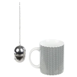 Mug porcelaine avec boule à thé inox noir blanc 35 cl^Gifi Best