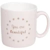 Mug rose à message beautiful motif étoiles dorées^Gifi Clearance