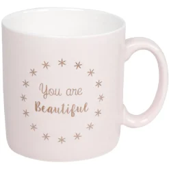 Mug rose à message beautiful motif étoiles dorées^Gifi Clearance