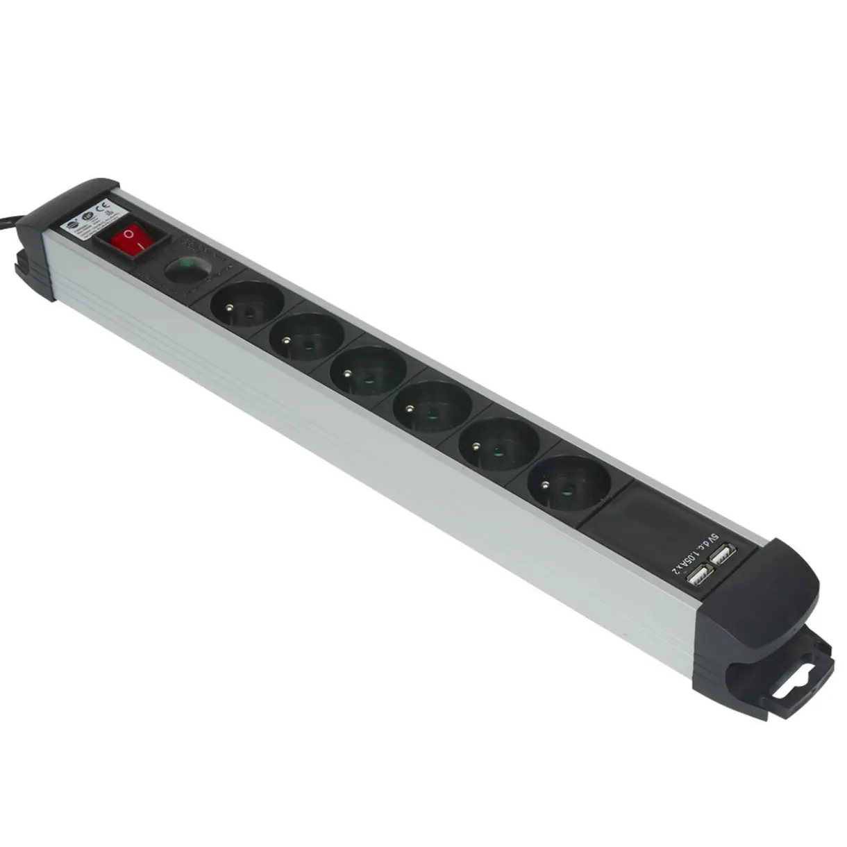 New Gifi Multiprise parafoudre 6 prises et 2 usb noir