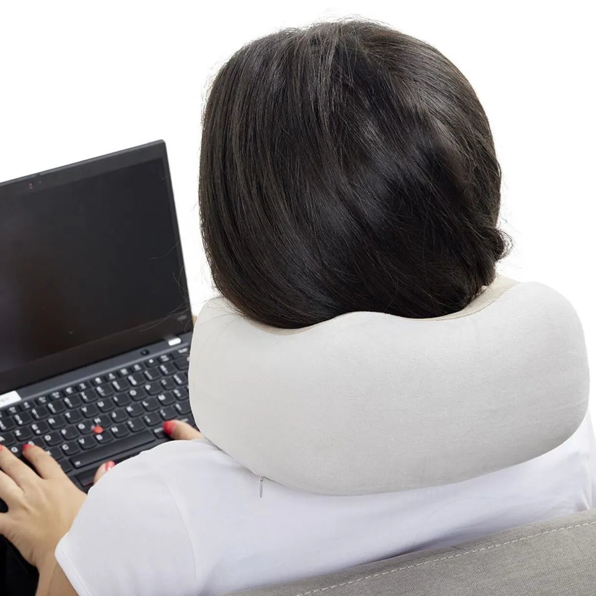 Discount Gifi Oreiller de massage gris et blanc 2 points de stimulation