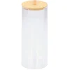 Discount Gifi Organisateur cosmétique forme cylindrique transparent couvercle bambou