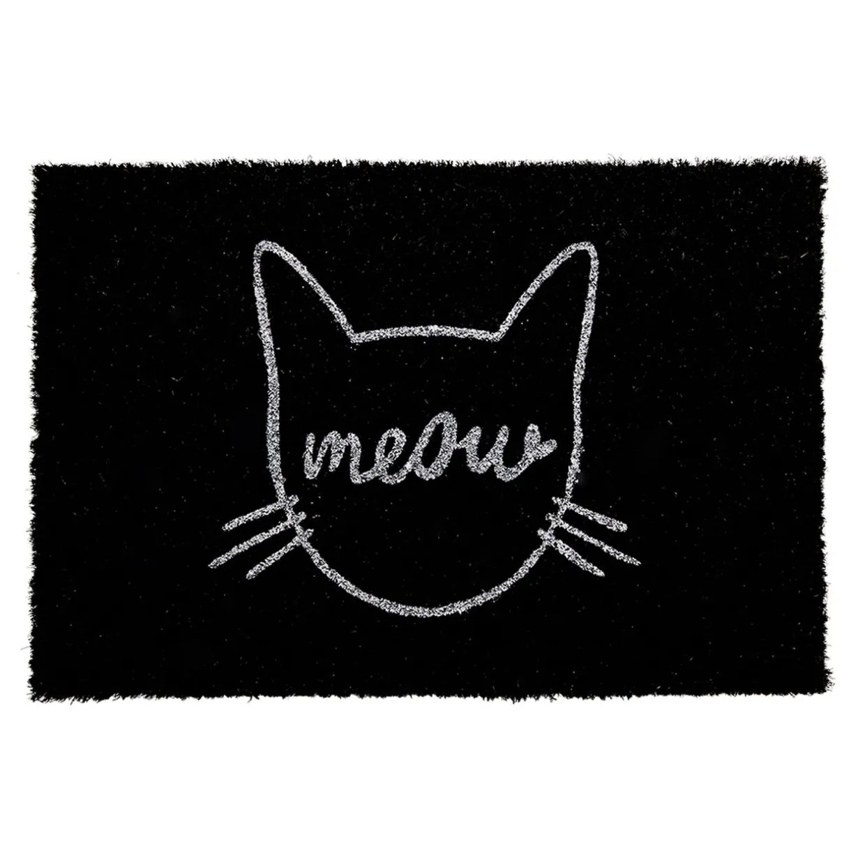 Nettoyage Et Entretien|Gifi Paillasson coco rectangulaire noir motif tête de chat meow