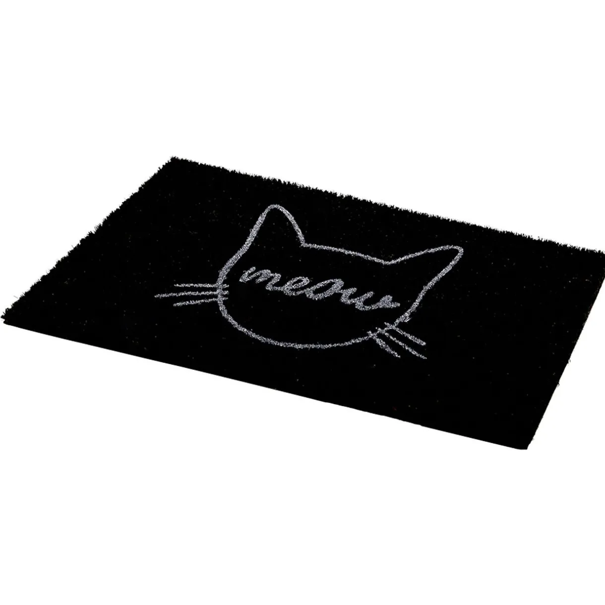 Nettoyage Et Entretien|Gifi Paillasson coco rectangulaire noir motif tête de chat meow