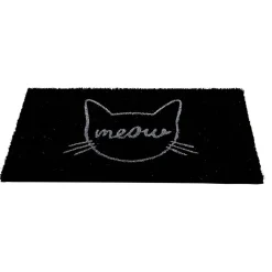 Nettoyage Et Entretien|Gifi Paillasson coco rectangulaire noir motif tête de chat meow