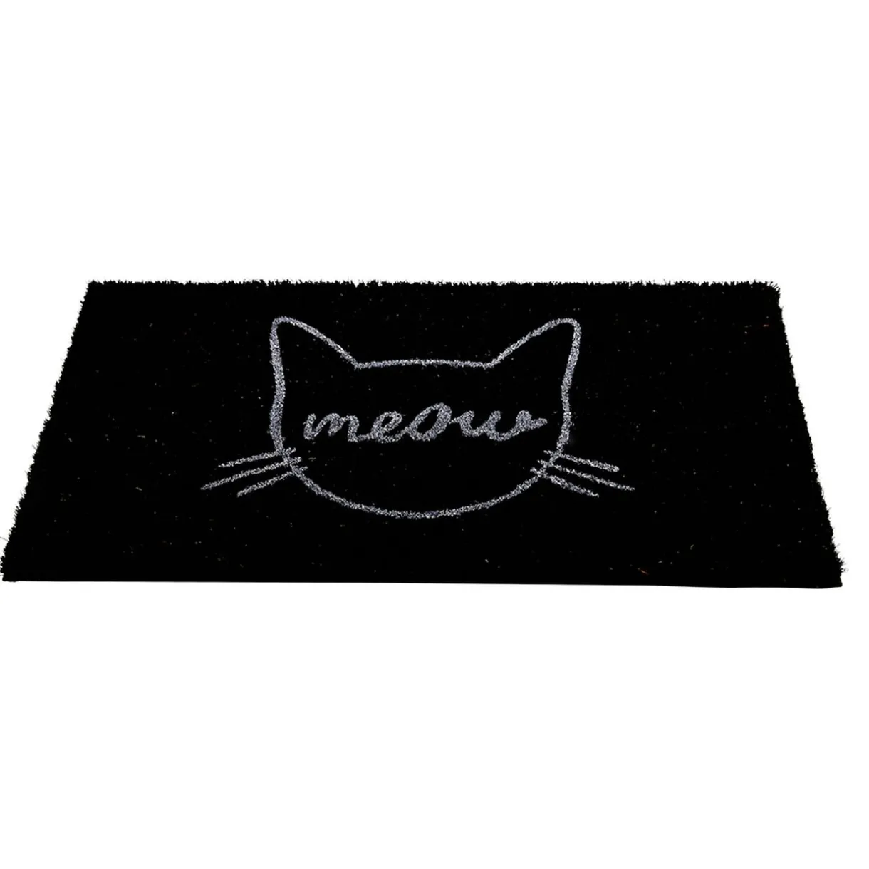Nettoyage Et Entretien|Gifi Paillasson coco rectangulaire noir motif tête de chat meow