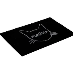 Nettoyage Et Entretien|Gifi Paillasson coco rectangulaire noir motif tête de chat meow
