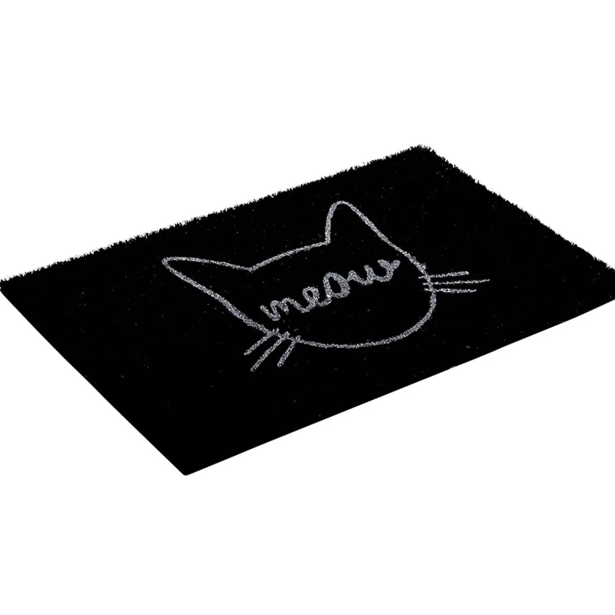 Nettoyage Et Entretien|Gifi Paillasson coco rectangulaire noir motif tête de chat meow