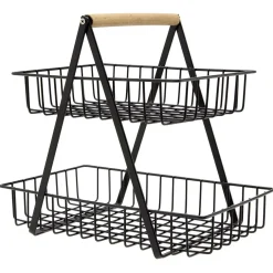 Panier à fruits 2 niveaux noir et naturel^Gifi Sale