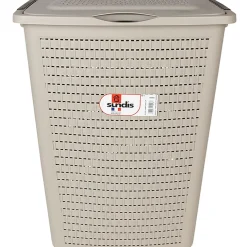 Entretien Du Linge|Gifi Panier à linge avec poignées et couvercle design rotin taupe 50 L