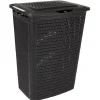 Entretien Du Linge|Gifi Panier à linge avec poignées et couvercle design rotin noir 50 L
