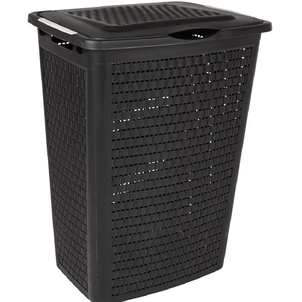 Entretien Du Linge|Gifi Panier à linge avec poignées et couvercle design rotin noir 50 L