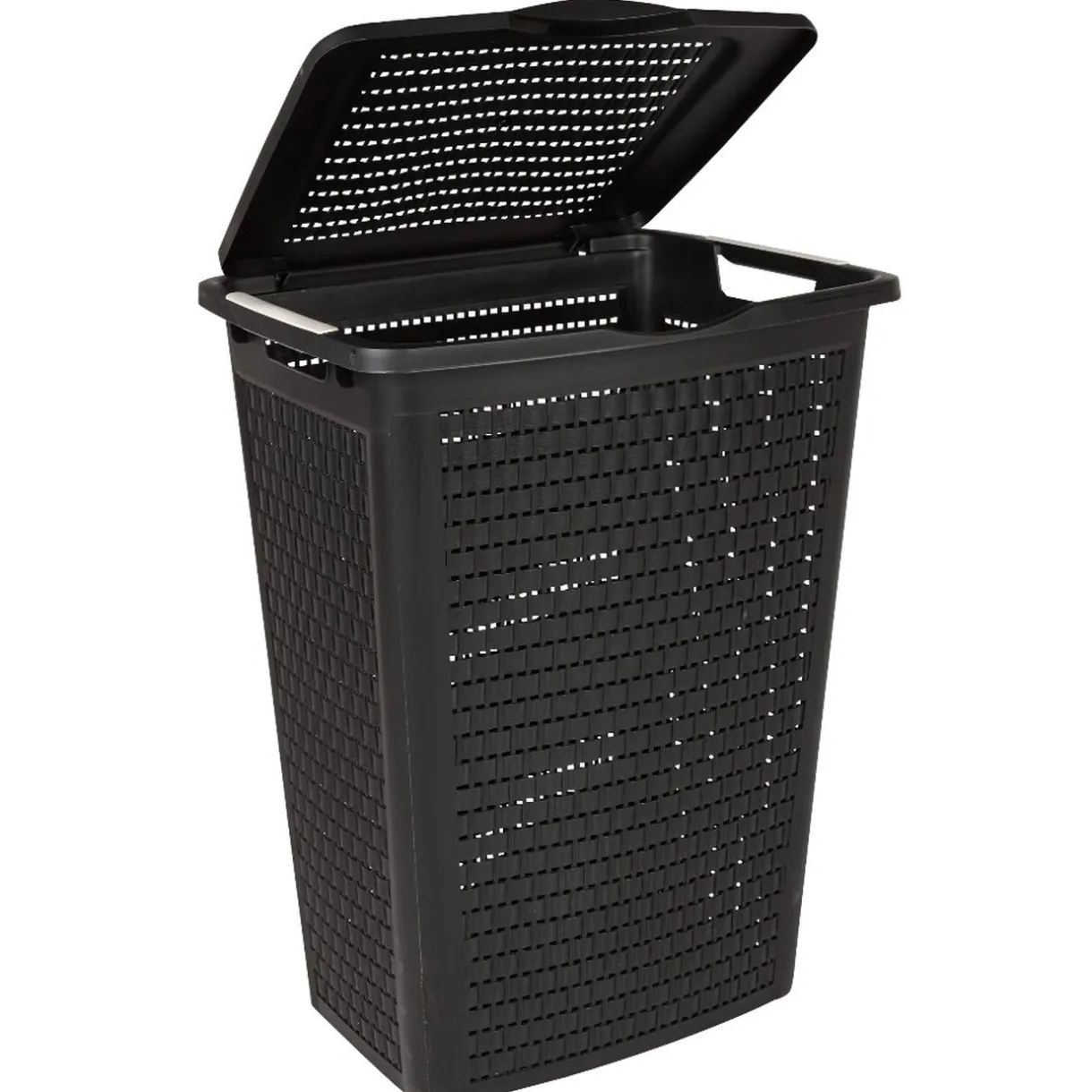 Entretien Du Linge|Gifi Panier à linge avec poignées et couvercle design rotin noir 50 L
