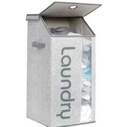 Rangement|Gifi Panier à linge grise repliable avec fenêtre