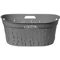 Entretien Du Linge|Gifi Panier à linge Moma plastique gris 42L - L60 x l40 x H27 cm