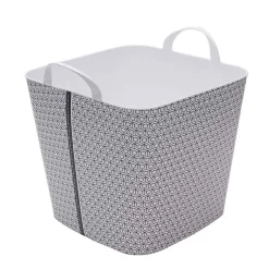 Entretien Du Linge|Gifi Panier à linge souple en plastique motif graphique gris blanc 25L