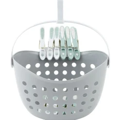 Entretien Du Linge|Gifi Panier avec 12 pinces à linge gris