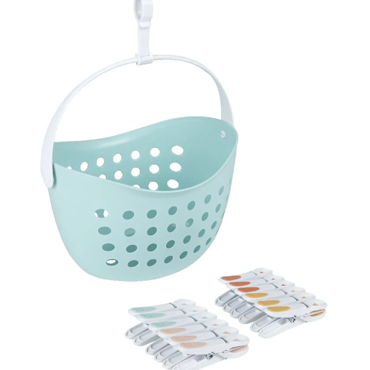 Entretien Du Linge|Gifi Panier bleu avec 12 pinces à linge bleu