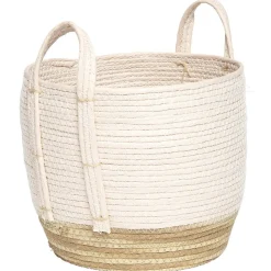 Rangement|Gifi Panier déco Bora Bora naturel et rose modèle moyen