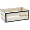 Rangement|Gifi Panier déco caisse en bois naturel et noir grand modèle