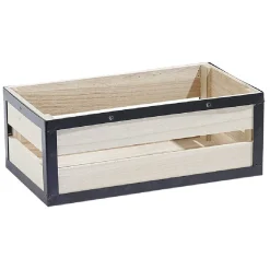 Rangement|Gifi Panier déco caisse en bois naturel et noir petit modèle
