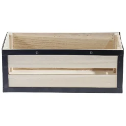 Rangement|Gifi Panier déco caisse en bois naturel et noir petit modèle