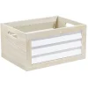 Rangement|Gifi Panier déco caisse en bois naturel et blanc grand modèle