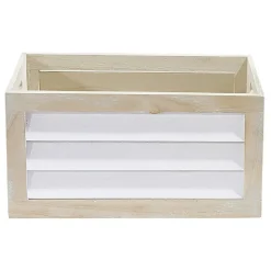 Rangement|Gifi Panier déco caisse en bois naturel et blanc grand modèle