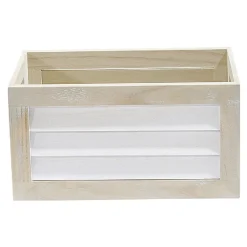 Rangement|Gifi Panier déco caisse en bois naturel et blanc modèle moyen