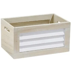 Rangement|Gifi Panier déco caisse en bois naturel et blanc petit modèle