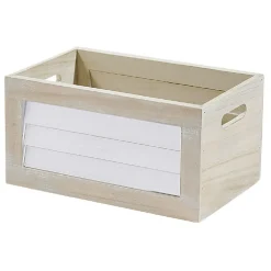 Rangement|Gifi Panier déco caisse en bois naturel et blanc petit modèle