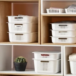 Rangement|Gifi Panier de rangement en plastique blanc ajouré 10 L