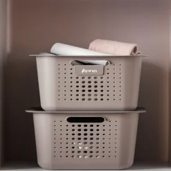 Rangement|Gifi Panier de rangement en plastique noir ajouré 13 L