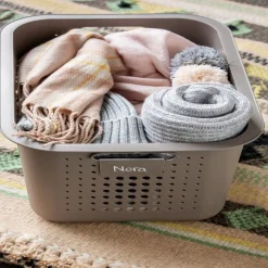 Rangement|Gifi Panier de rangement en plastique noir ajouré 13 L