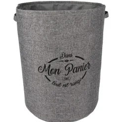 Entretien Du Linge|Gifi Panier de rangement rond design Laundry gris anthracite