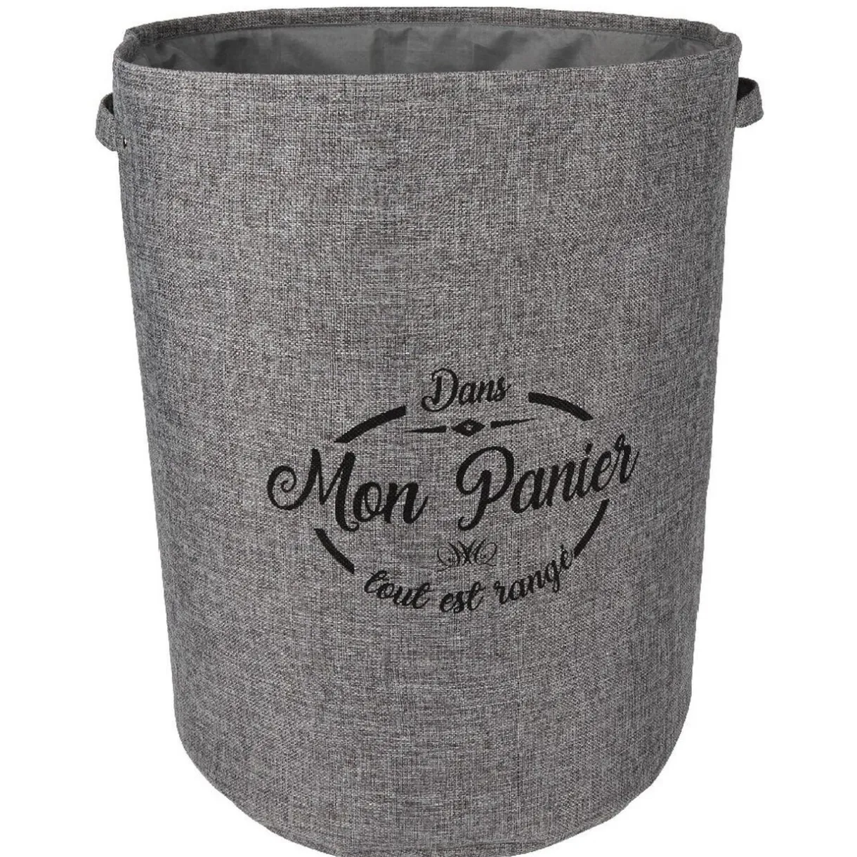Entretien Du Linge|Gifi Panier de rangement rond design Laundry gris anthracite