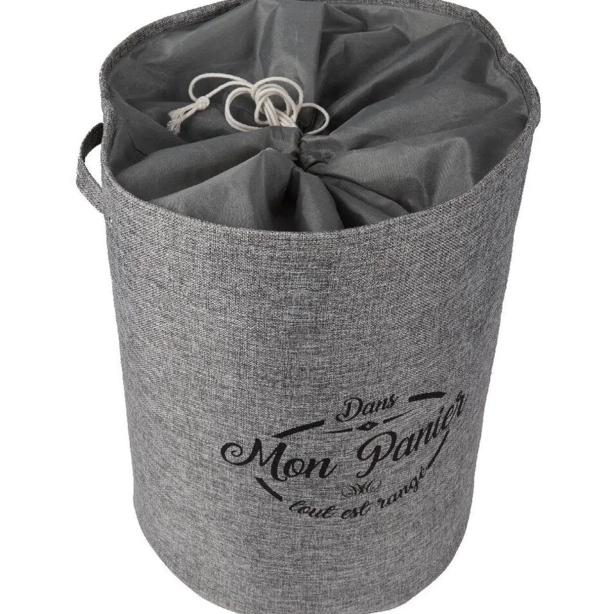 Entretien Du Linge|Gifi Panier de rangement rond design Laundry gris anthracite