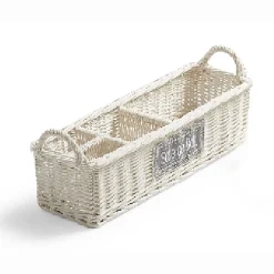 Rangement|Gifi Panier en osier blanc compartimenté